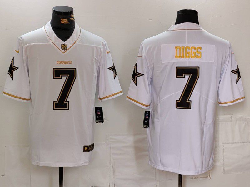 Men Dallas Cowboys #7 Diggs White gold 2024 Nike Vapor Limited NFL Jersey->customized nfl jersey->Custom Jersey